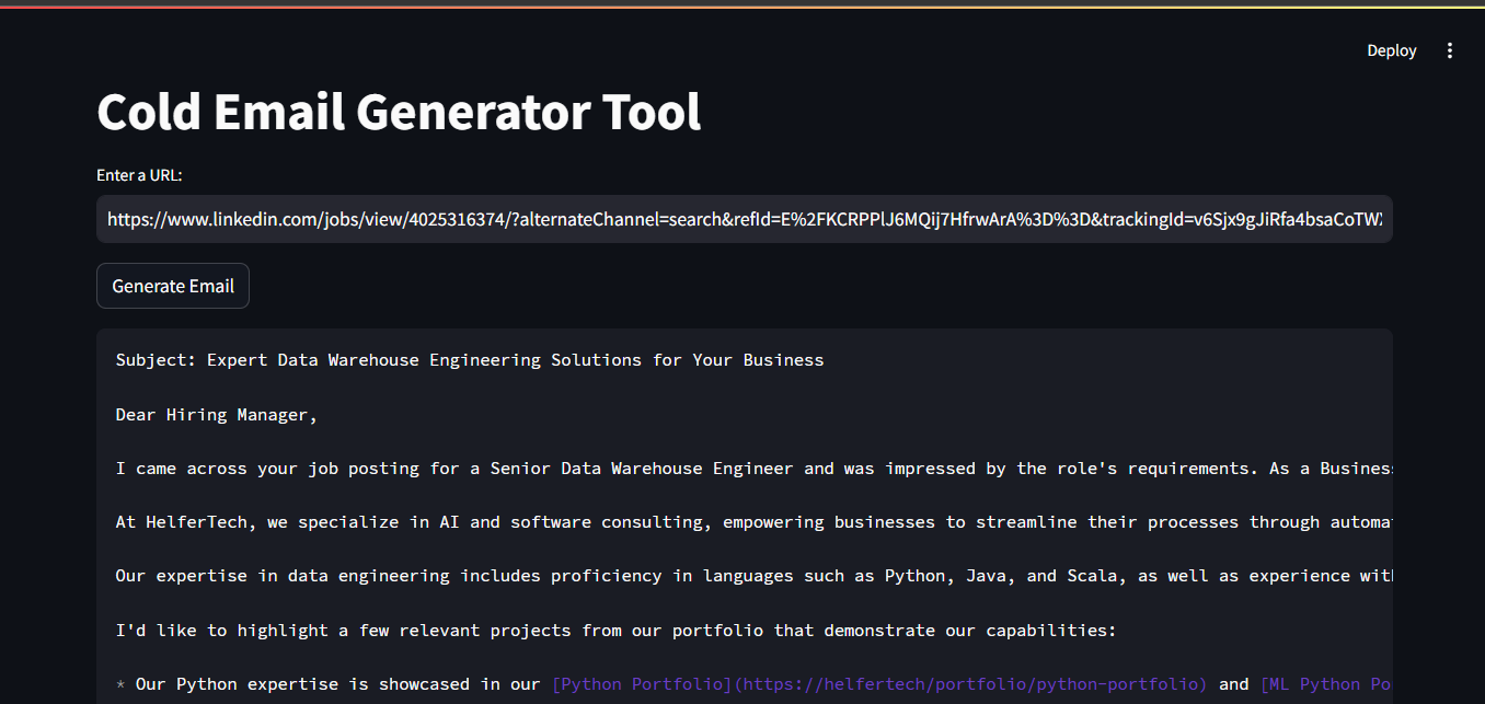 Cold Email Generator